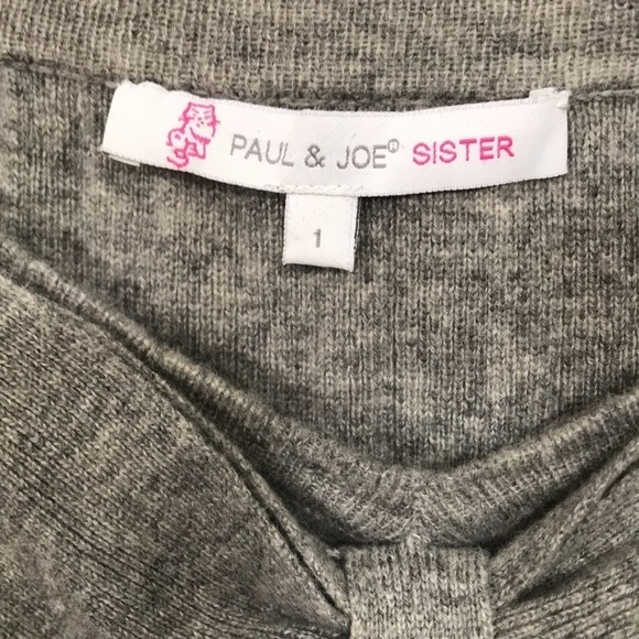 Paul & Joe Sister Gray Short Sleeve Square Neck Bow Bodice Sweater - Picture 2 of 9